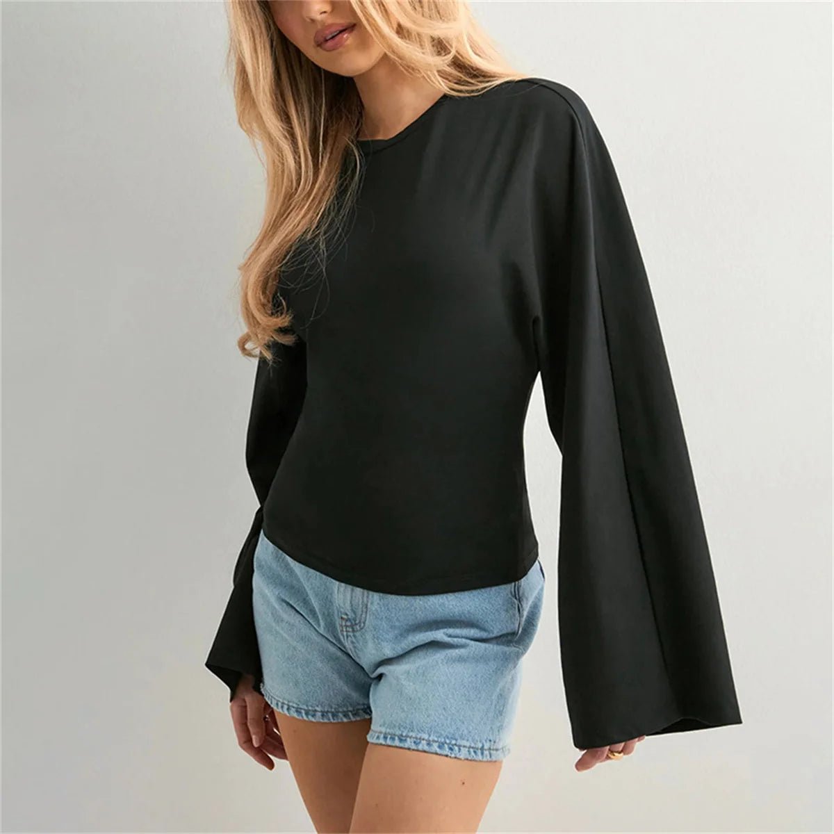 Round Neck Long Sleeve Slim Fit Casual Tee - BaeSprout.com