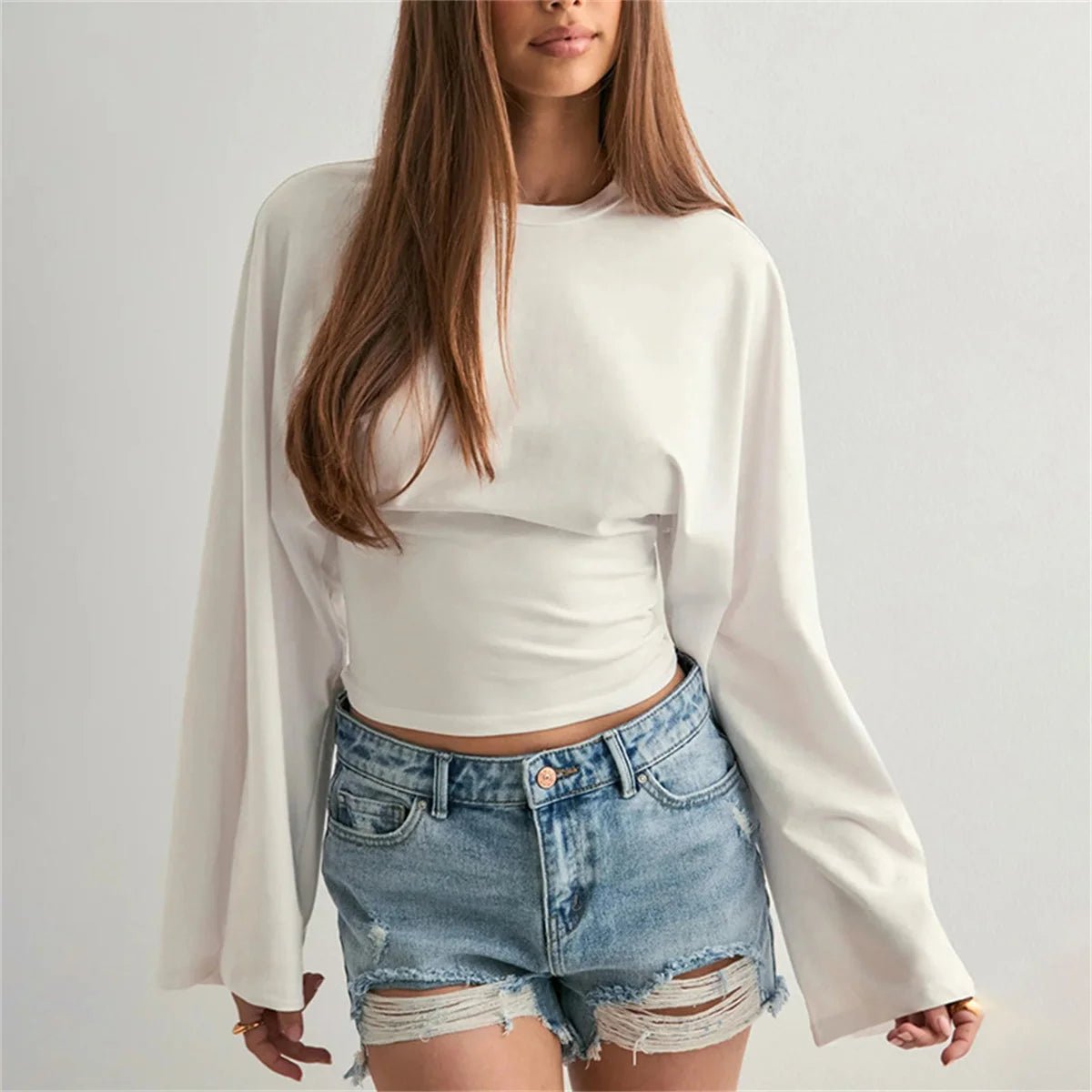 Round Neck Long Sleeve Slim Fit Casual Tee - BaeSprout.com
