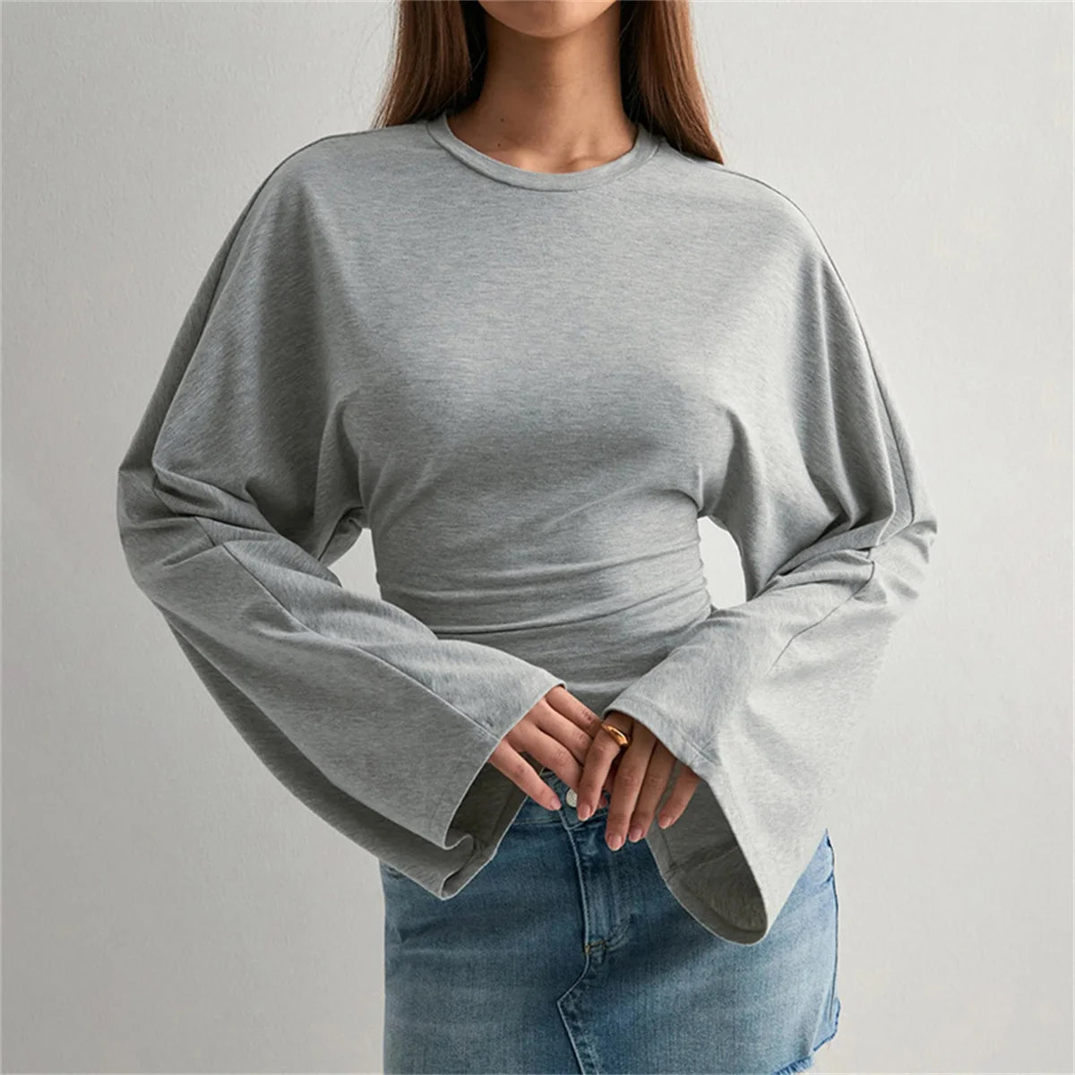 Round Neck Long Sleeve Slim Fit Casual Tee - BaeSprout.com