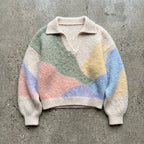 Soft Horizon - Pastel Mohair Collared Sweater - BaeSprout.com