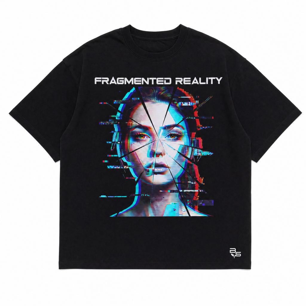 Fragmented Reality - Black Graphic T-Shirt
