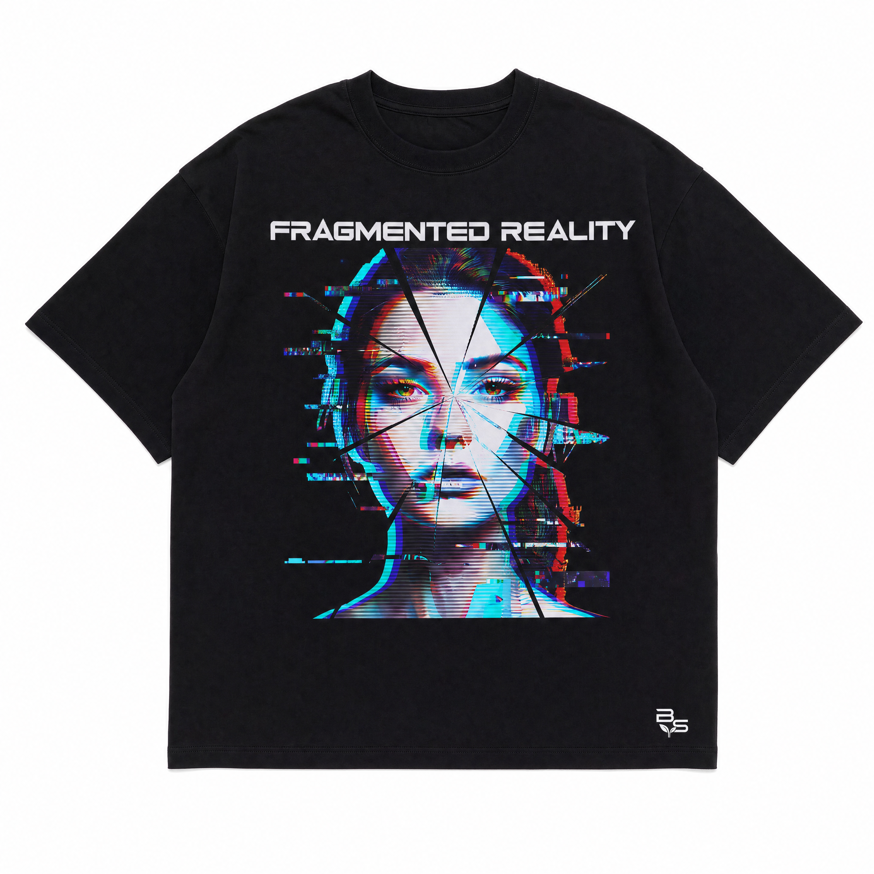 Fragmented Reality - Black Graphic T-Shirt