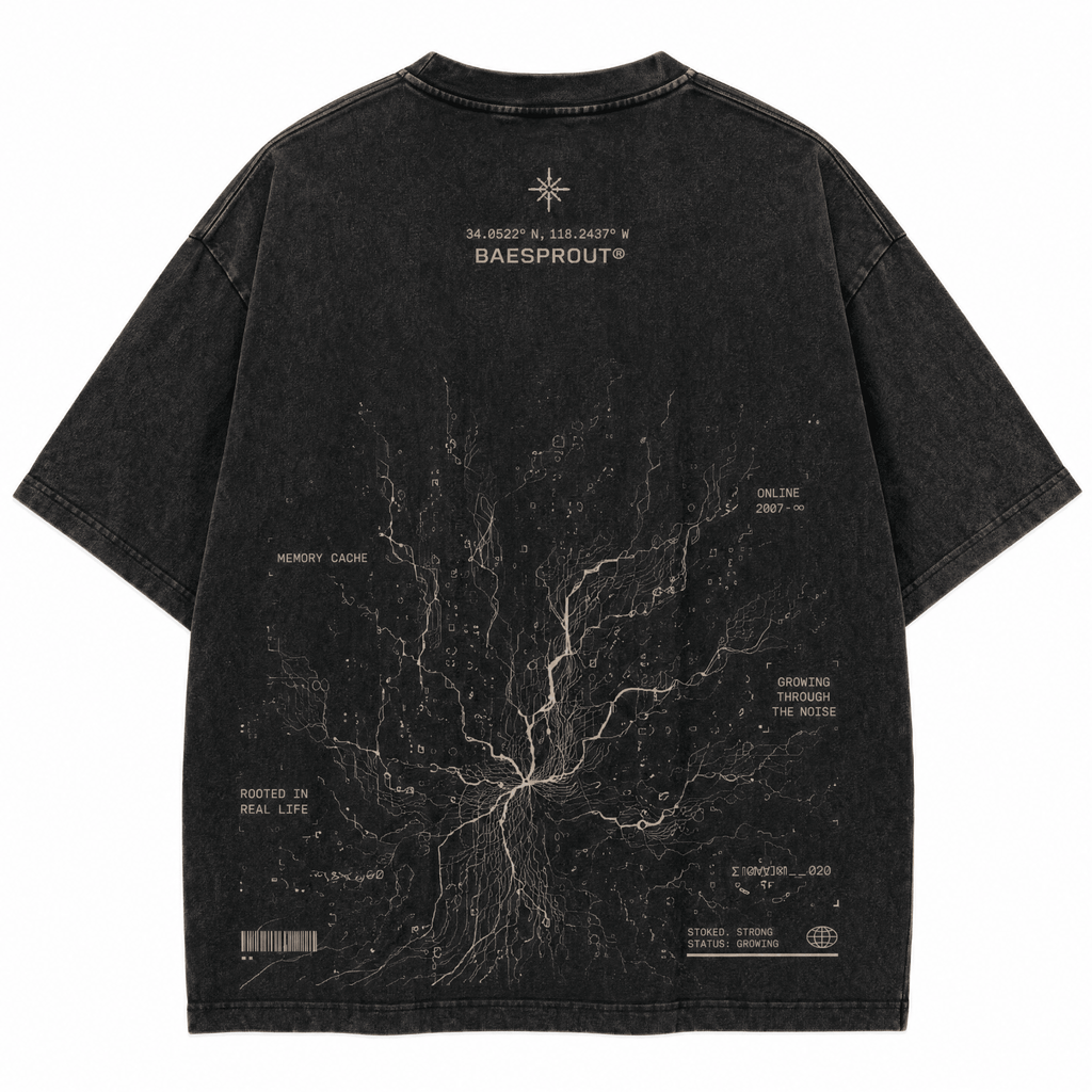 Memory Root - Premium Washed Black T-Shirt - BaeSprout.com