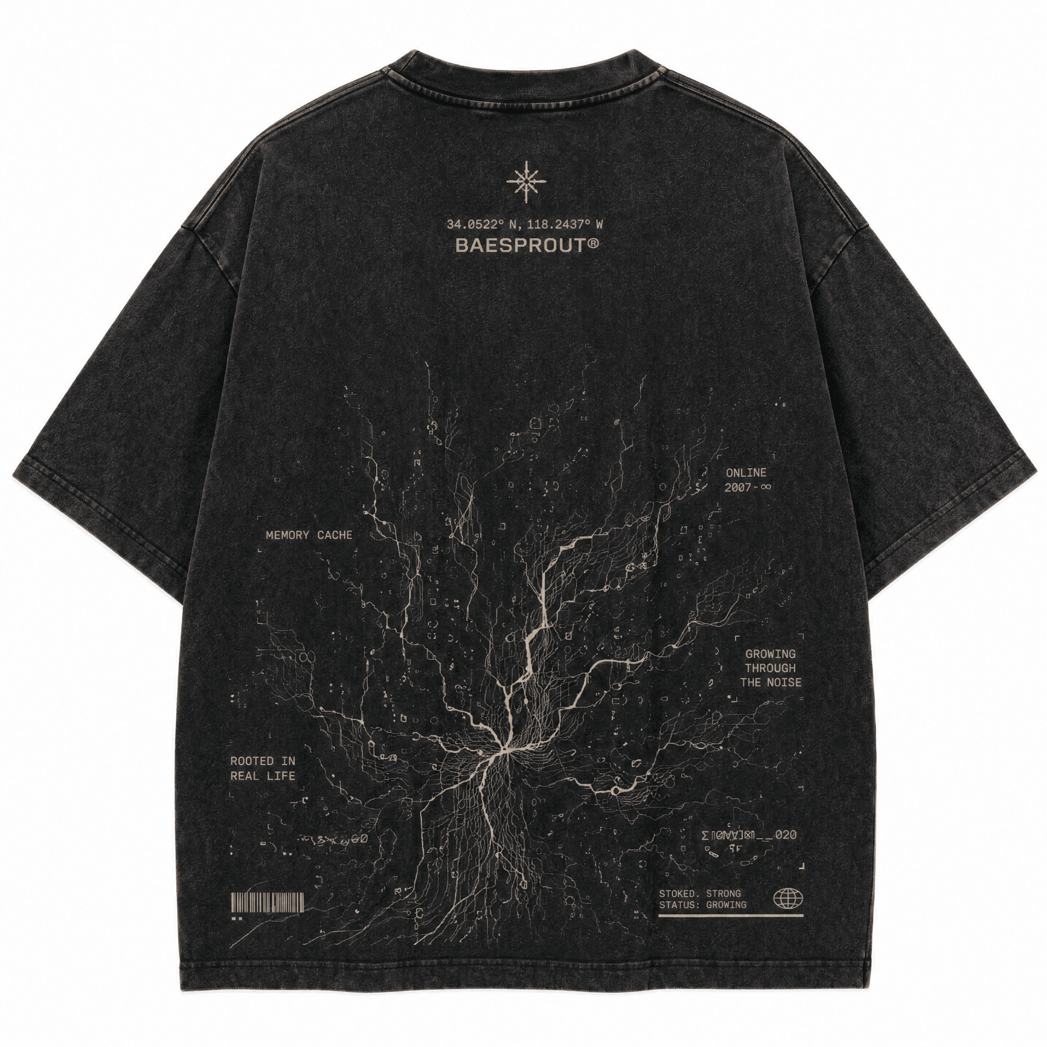 Memory Root - Premium Washed Black T-Shirt - BaeSprout.com