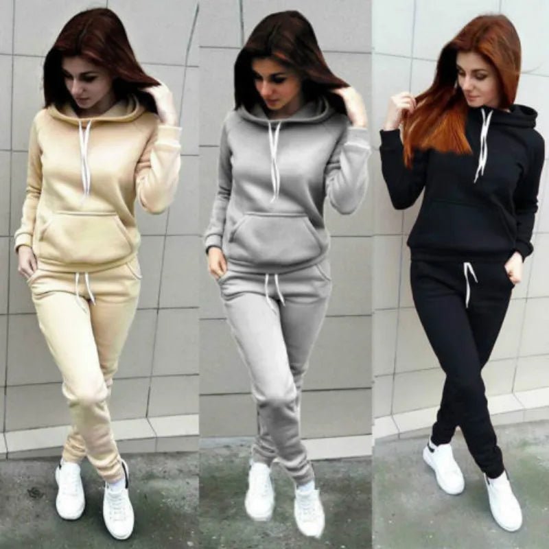 Solid Hoodie Slim Jogger Set Two Piece Pullover — Y2K Sporty Loungewear - BaeSprout.com