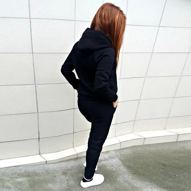 Solid Hoodie Slim Jogger Set Two Piece Pullover — Y2K Sporty Loungewear - BaeSprout.com