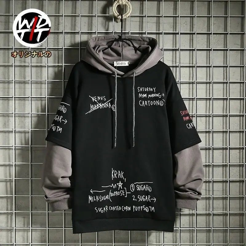 Mock Two - Piece Graphic Hoodie - Y2K Hip Hop - BaeSprout.com
