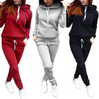 Solid Hoodie Slim Jogger Set Two Piece Pullover — Y2K Sporty Loungewear - BaeSprout.com