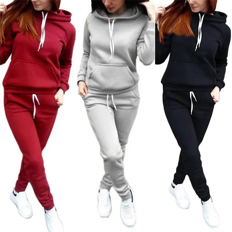 Solid Hoodie Slim Jogger Set Two Piece Pullover — Y2K Sporty Loungewear - BaeSprout.com