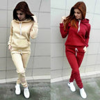 Solid Hoodie Slim Jogger Set Two Piece Pullover — Y2K Sporty Loungewear - BaeSprout.com