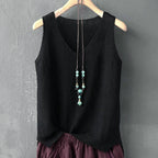 Knit V - Neck Vest Top Sleeveless Side Slit — Cottagecore Indie Layering - BaeSprout.com