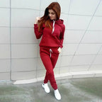 Solid Hoodie Slim Jogger Set Two Piece Pullover — Y2K Sporty Loungewear - BaeSprout.com