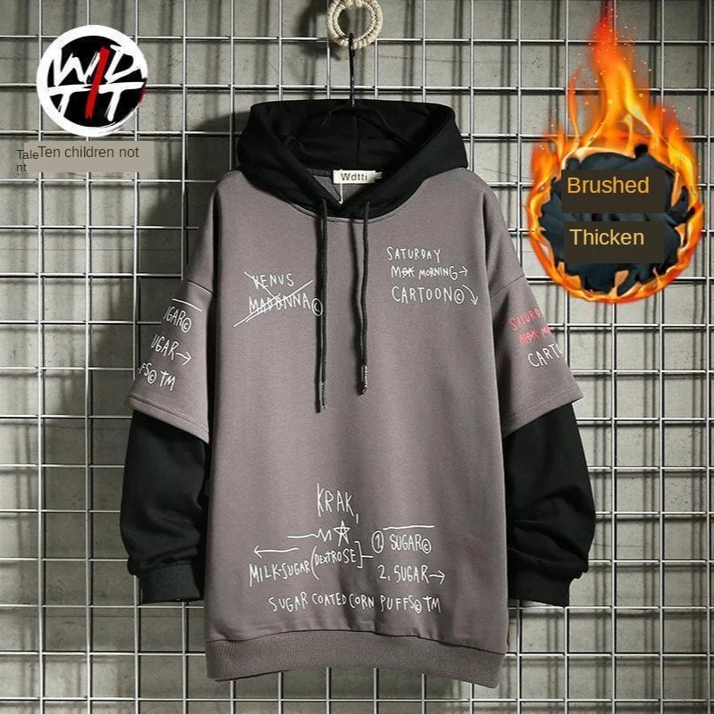 Mock Two - Piece Graphic Hoodie - Y2K Hip Hop - BaeSprout.com