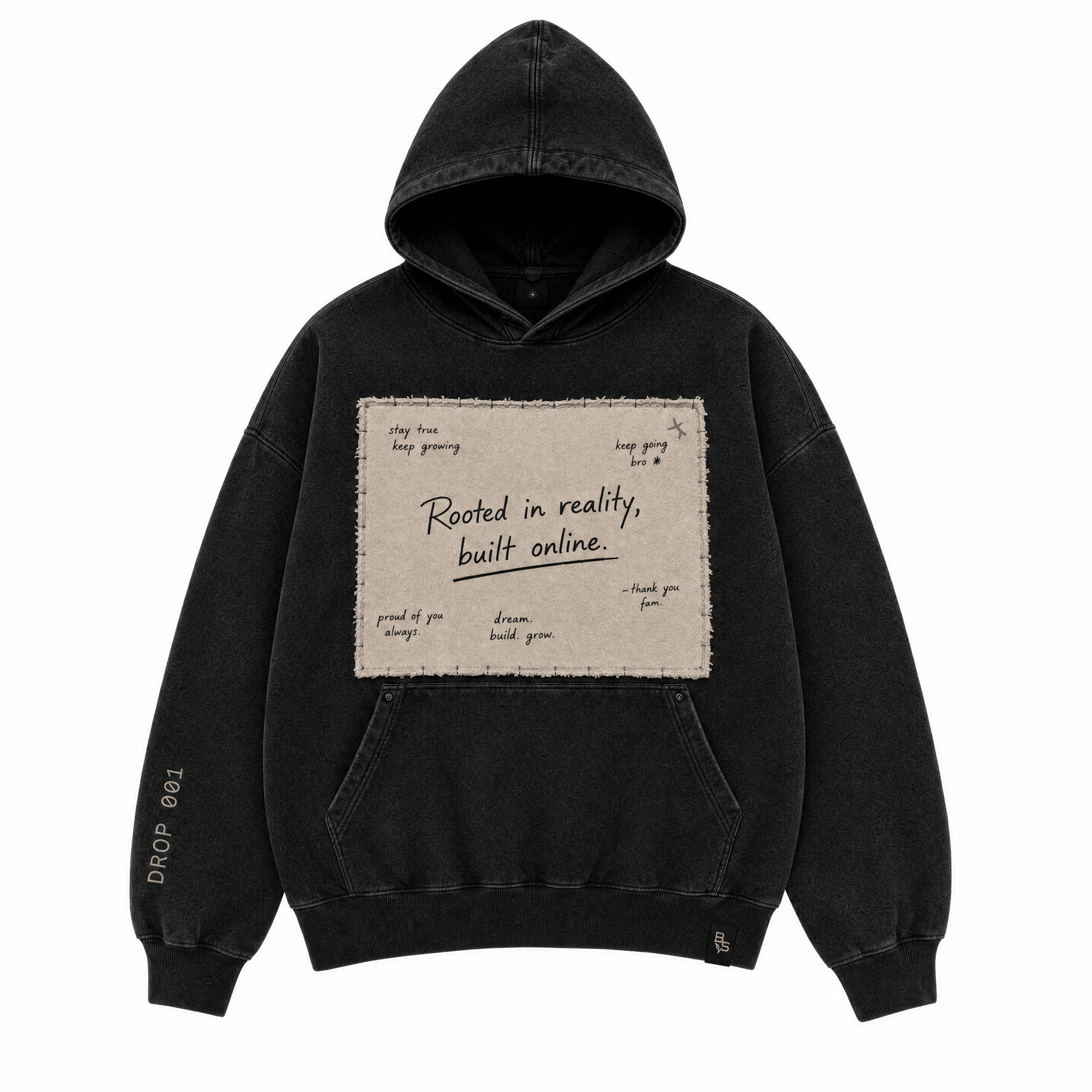 Message Board - Premium Washed Black Hoodie - BaeSprout.com