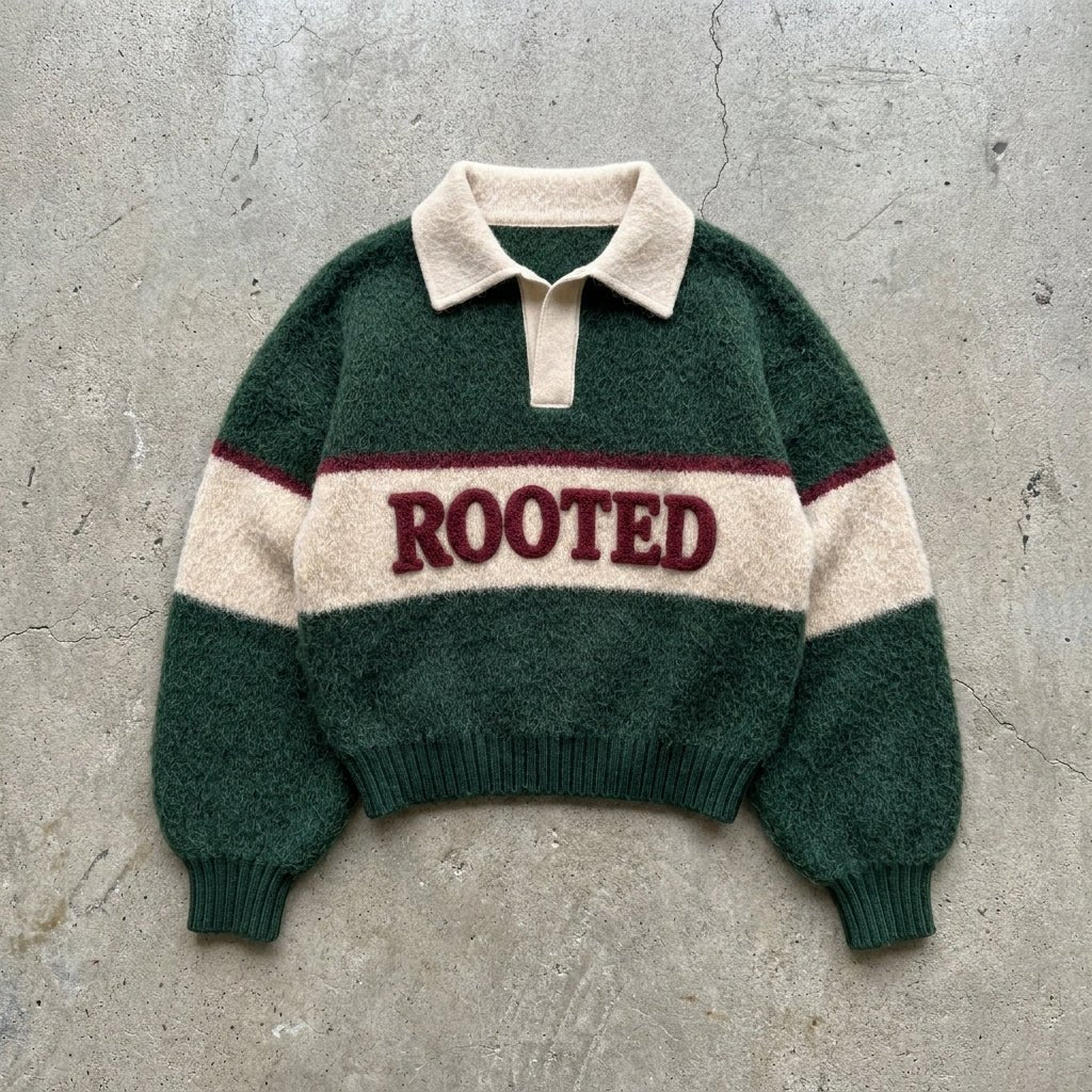 Rooted - Forest Mohair Rugby Sweater - BaeSprout.com