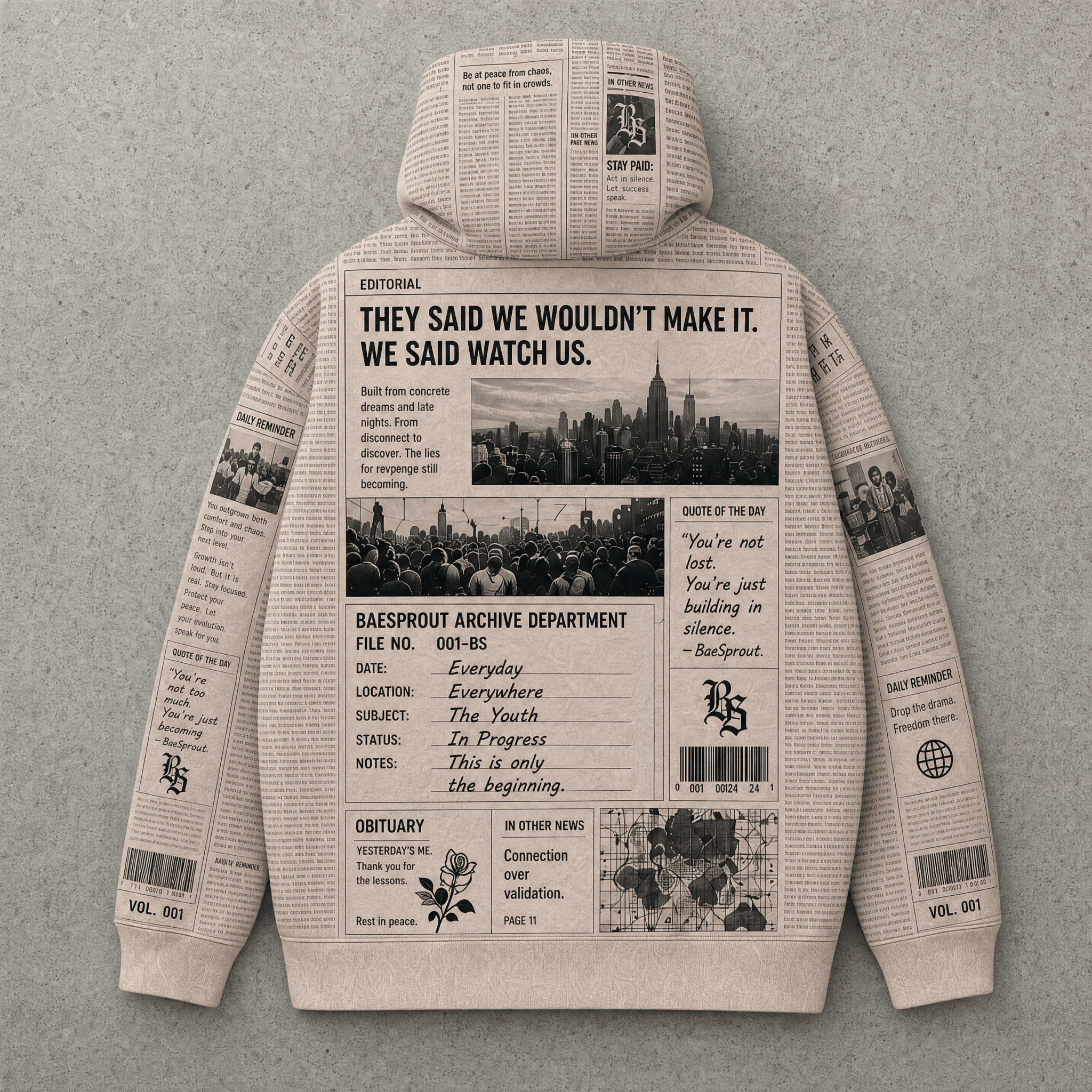 Headline Hustle - Premium Oatmeal Hoodie - BaeSprout.com