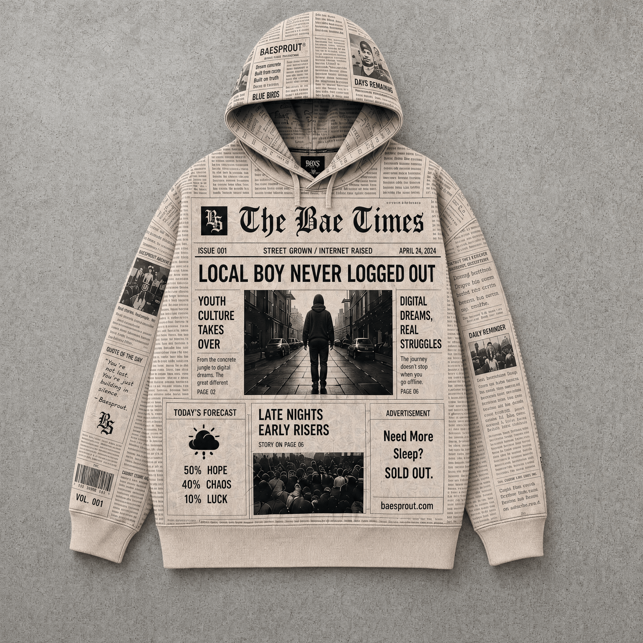 Headline Hustle - Premium Oatmeal Hoodie - BaeSprout.com