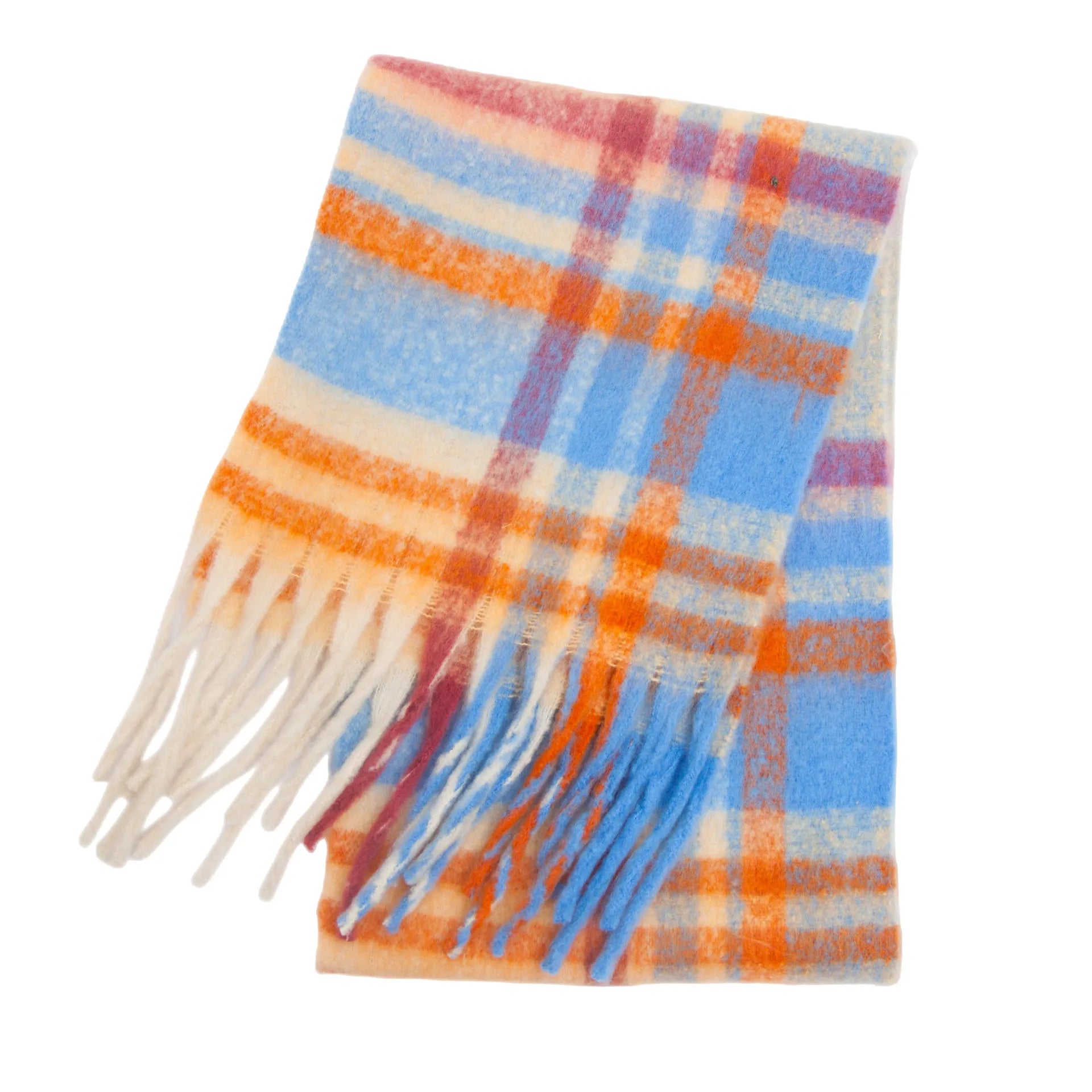 Fuzzy Color Block Tassel Scarf — Y2K Indie Winter Style - BaeSprout.com