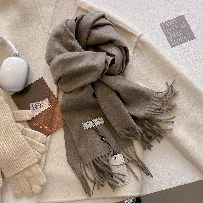 Cashmere Feel Tassel Scarf Oversized Wrap — Quiet Luxury Winter Essential - BaeSprout.com