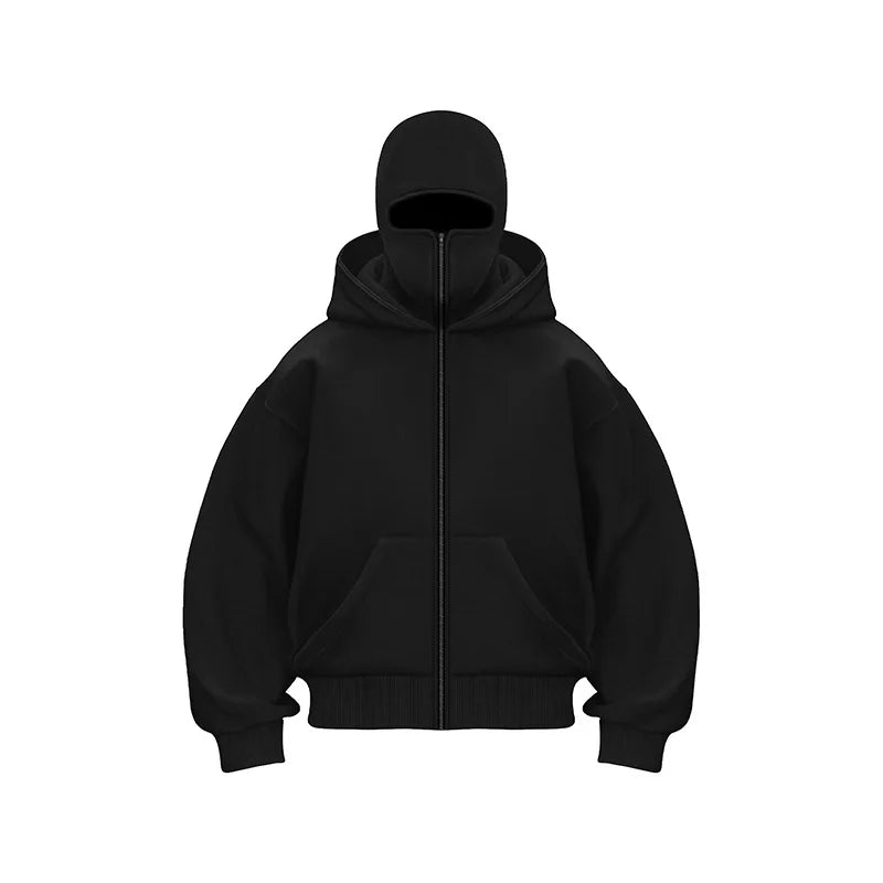 Balaclava Hood Oversized Zip - Up Hoodie — Y2K Goth Street - BaeSprout.com