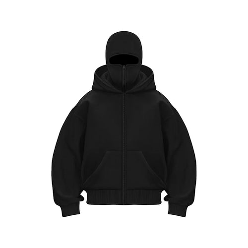 Balaclava Hood Oversized Zip - Up Hoodie — Y2K Goth Street - BaeSprout.com
