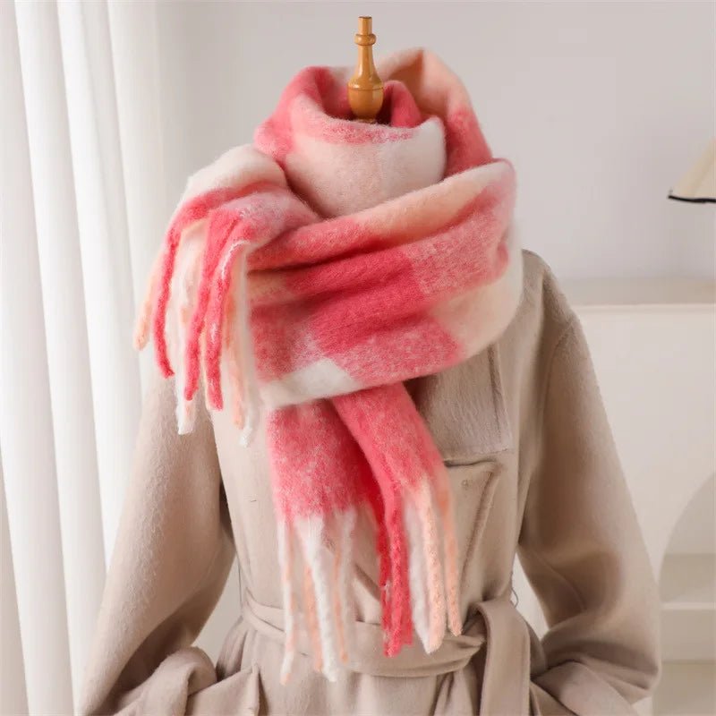 Fuzzy Color Block Tassel Scarf — Y2K Indie Winter Style - BaeSprout.com