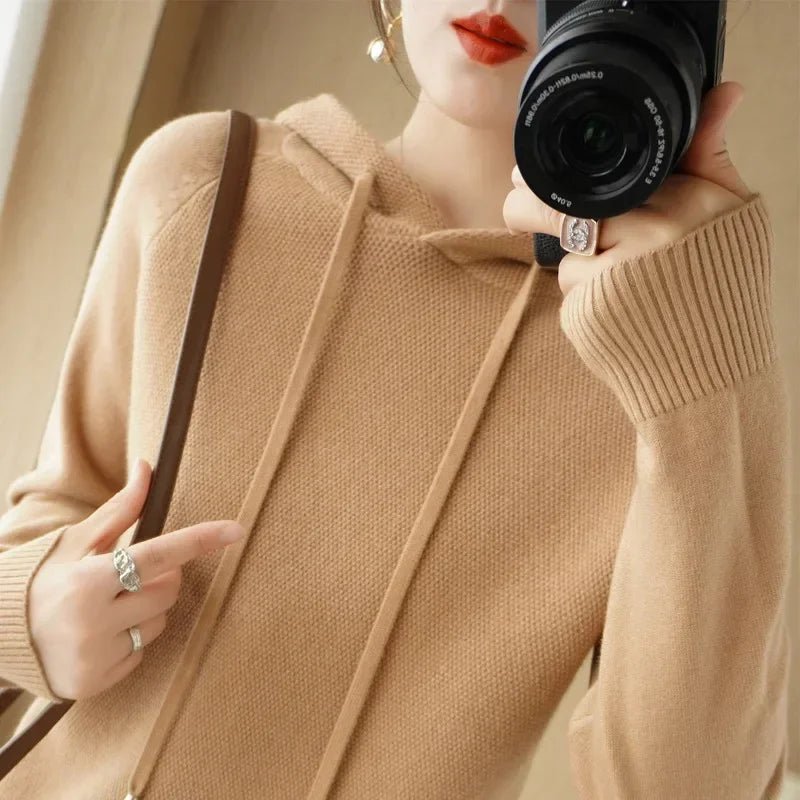 Cozy Knit Hooded Pullover Sweater with Drawstring — Casual Winter - BaeSprout.com