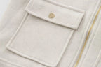 Cropped Zip - Up Jacket Collared Patch Pocket — Quiet Luxury Old Money - BaeSprout.com