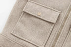 Cropped Zip - Up Jacket Collared Patch Pocket — Quiet Luxury Old Money - BaeSprout.com