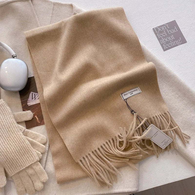 Cashmere Feel Tassel Scarf Oversized Wrap — Quiet Luxury Winter Essential - BaeSprout.com