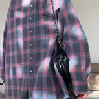 Oversized Plaid Flannel Shirt Button - Down Lapel — Indie Grunge Y2K - BaeSprout.com