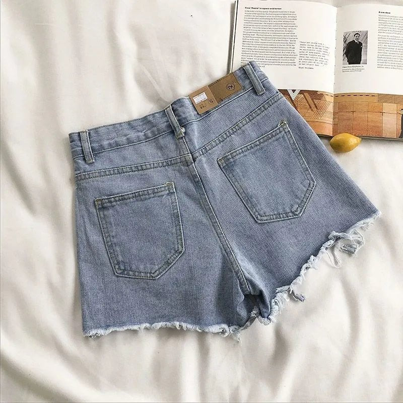 Ripped High Waist Denim Shorts — Y2K Street Style - BaeSprout.com