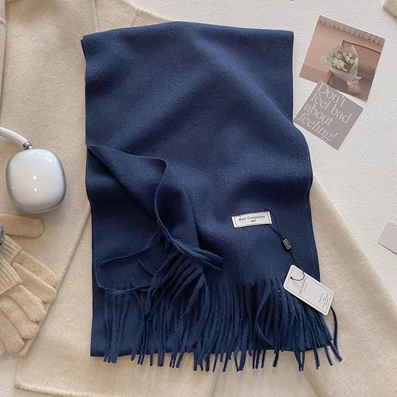 Cashmere Feel Tassel Scarf Oversized Wrap — Quiet Luxury Winter Essential - BaeSprout.com