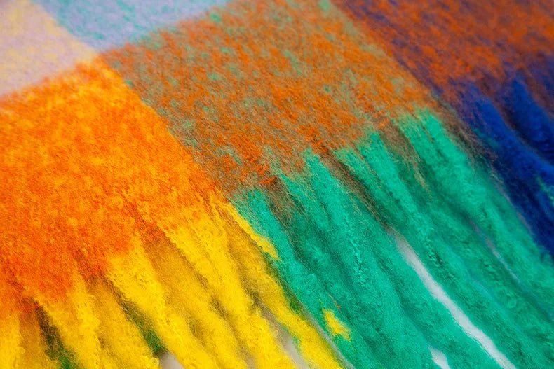 Fuzzy Color Block Tassel Scarf — Y2K Indie Winter Style - BaeSprout.com