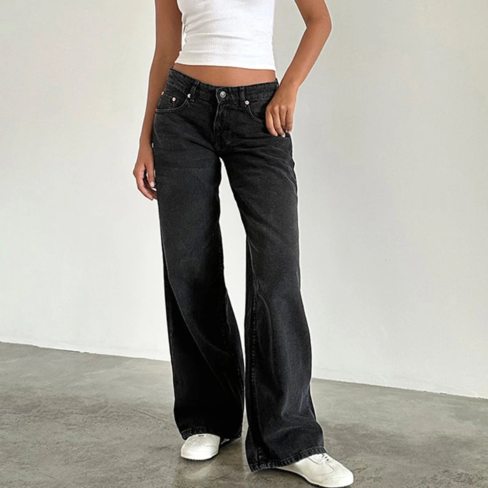 Low Rise Baggy Straight Leg Jeans — Y2K Boyfriend Street - BaeSprout.com