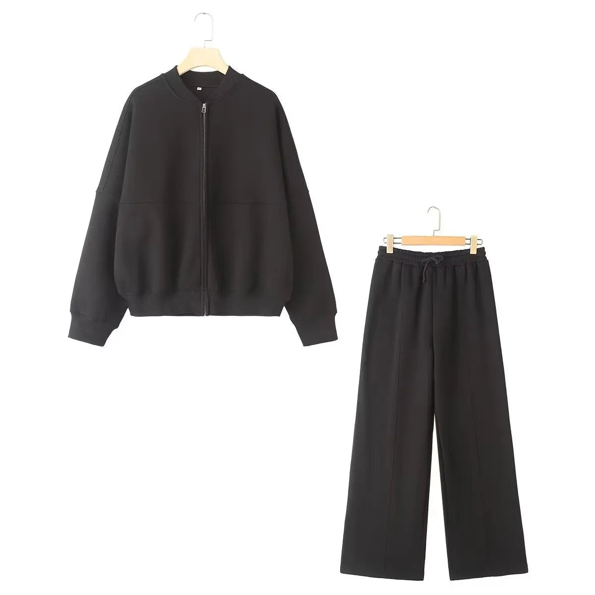 Bomber Jacket Wide Leg Pants Set Two Piece — Quiet Luxury Y2K Streetwear - BaeSprout.com
