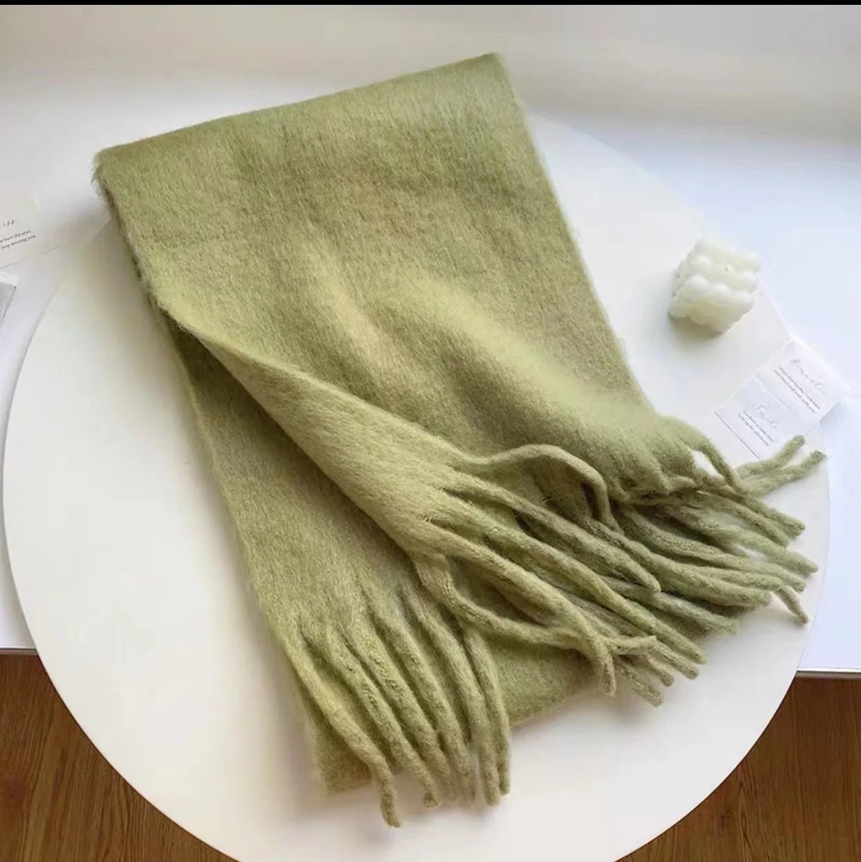 Solid Fuzzy Oversized Scarf Long Tassel Wrap — Quiet Luxury Winter - BaeSprout.com