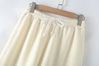 V - Neck Hoodie Wide Leg Pants Set Two Piece Fleece — Quiet Luxury Casual - BaeSprout.com