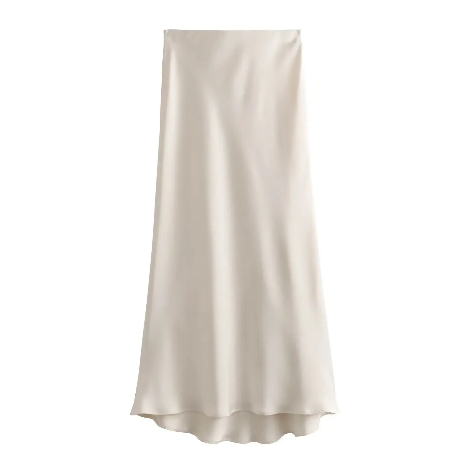 Satin Midi Skirt High Waist Flowy A - Line — Quiet Luxury Old Money Chic - BaeSprout.com