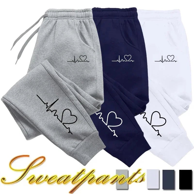 Heartbeat Print Jogger Sweatpants with Drawstring — Casual Street - BaeSprout.com