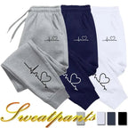 Heartbeat Print Jogger Sweatpants with Drawstring — Casual Street - BaeSprout.com