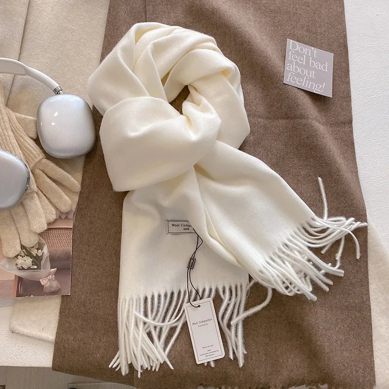 Cashmere Feel Tassel Scarf Oversized Wrap — Quiet Luxury Winter Essential - BaeSprout.com