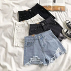 Ripped High Waist Denim Shorts — Y2K Street Style - BaeSprout.com