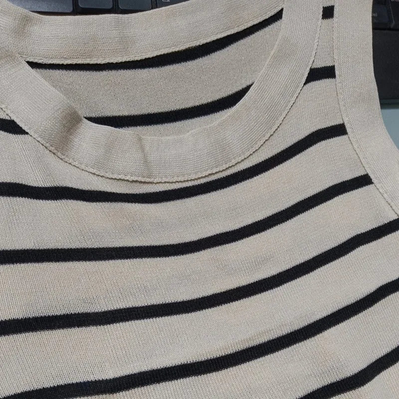 Striped Knit Waistcoat for Women - BaeSprout.com