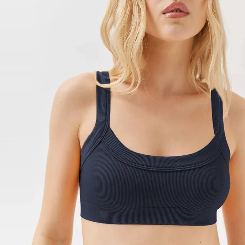 Ribbed Scoop Neck Cami Bra Top with Thick Straps — Y2K Minimal - BaeSprout.com