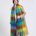 Fuzzy Color Block Tassel Scarf — Y2K Indie Winter Style - BaeSprout.com
