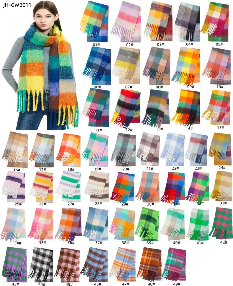 Fuzzy Color Block Tassel Scarf — Y2K Indie Winter Style - BaeSprout.com
