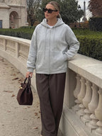 Oversized Zip - Up Hoodie Big Pocket Loose Fit — Clean Girl Y2K Essential - BaeSprout.com