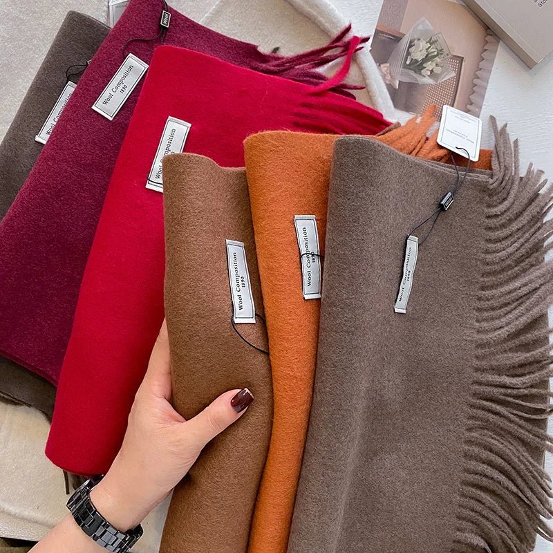 Cashmere Feel Tassel Scarf Oversized Wrap — Quiet Luxury Winter Essential - BaeSprout.com