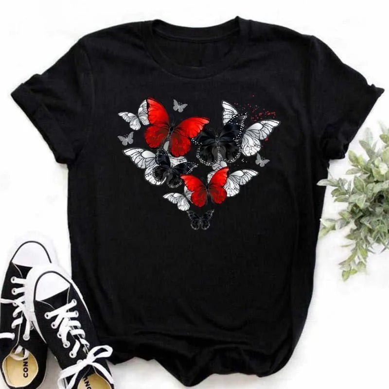 Summer Cartoon Butterfly Print Top - BaeSprout.com